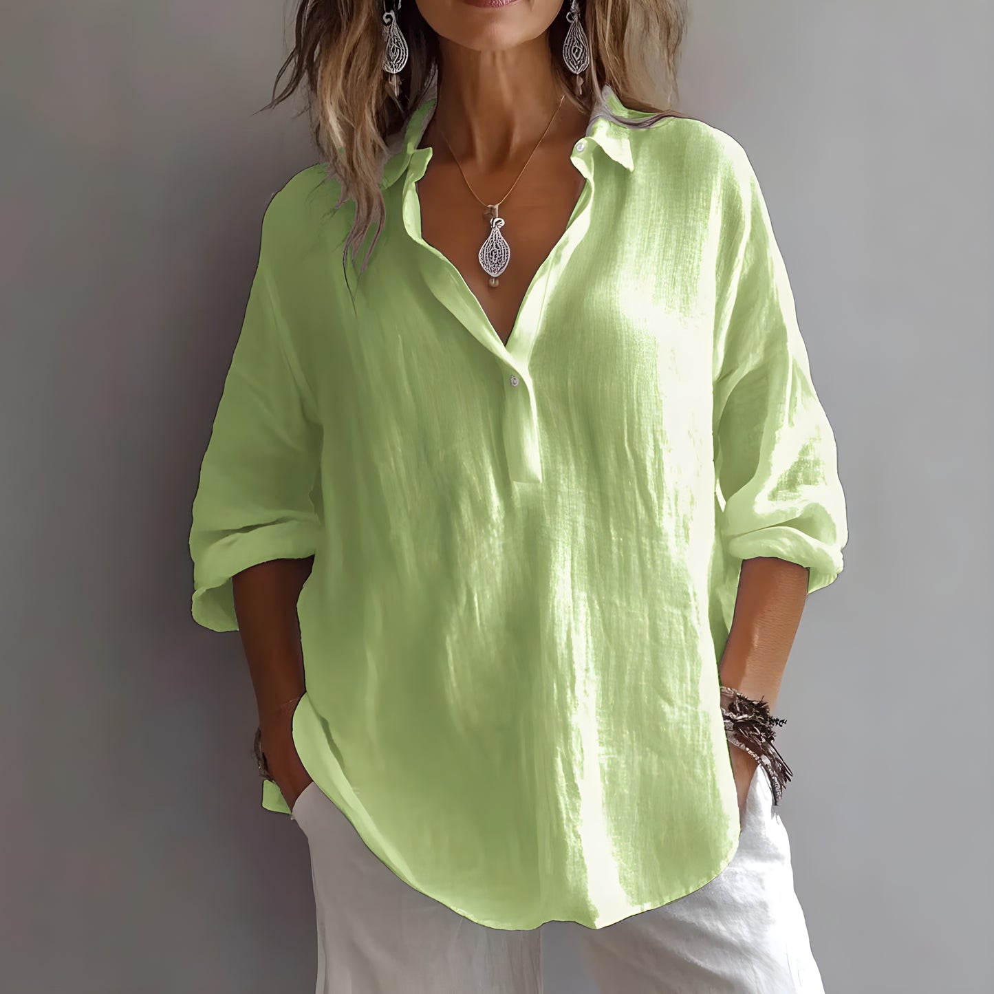 Amanda™ | Elegant Blus med Avslappnad Finess