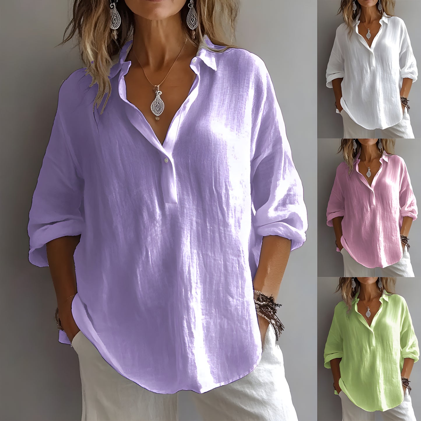 Amanda™ | Elegant Blus med Avslappnad Finess
