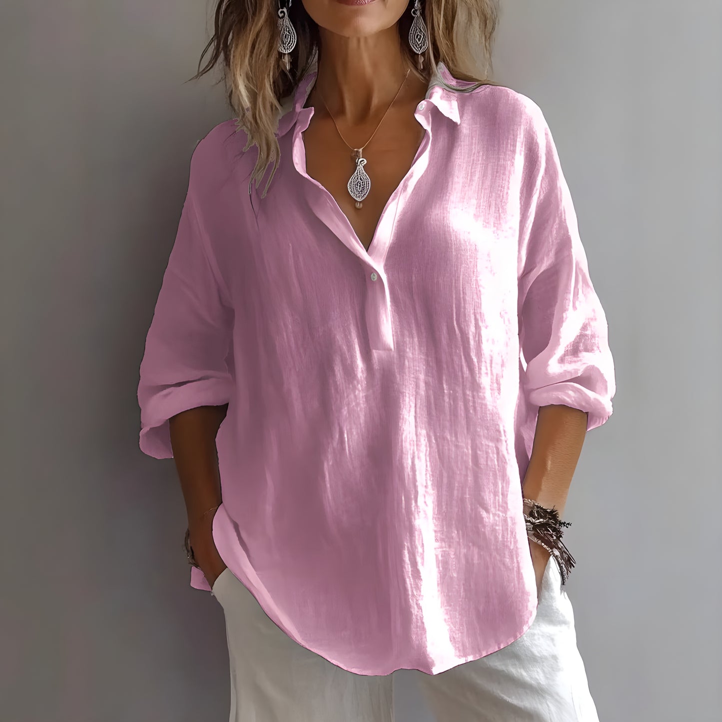 Amanda™ | Elegant Blus med Avslappnad Finess